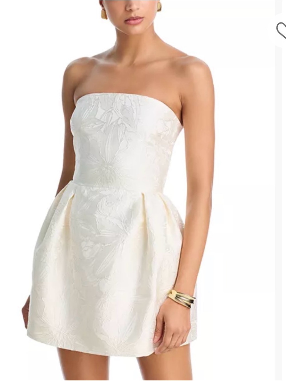 Ramy Brook Strapless Ivory Floral Jacquard Mini Dress